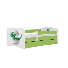 Bed babydreams green baby dino with drawer with non-flammable mattress 180/80