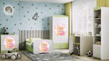 Bed babydreams green teddybear butterflies with drawer with non-flammable mattress 160/80