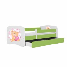 Bed babydreams green teddybear butterflies with drawer with non-flammable mattress 140/70