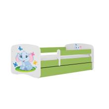 Bed babydreams green baby elephant with drawer with non-flammable mattress 180/80