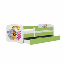 Bed babydreams green zoo with drawer with non-flammable mattress 140/70