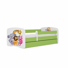 Bed babydreams green zoo with drawer with non-flammable mattress 140/70