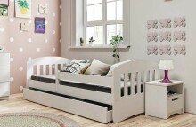 Bed classic 1 white with drawer with non-flammable mattress 160/80