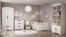 Bed classic 1 white with drawer with non-flammable mattress 160/80