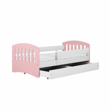 Classic bed 1 mix powder pink with a drawer, non-flammable mattress 140/80