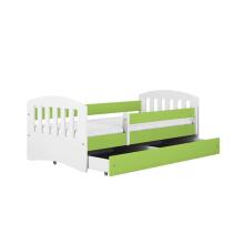 Bed classic 1 green with drawer with non-flammable mattress 180/80