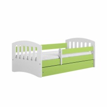 Bed classic 1 green with drawer with non-flammable mattress 180/80