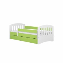 Bed classic 1 green with drawer with non-flammable mattress 180/80