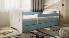 Bed classic 2 blue with drawer with non-flammable mattress 180/80