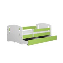 Bed classic 2 green with drawer with non-flammable mattress 160/80