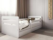 Bed tomi white with drawer with non-flammable mattress 160/80