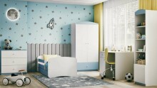 Babydreams blue bed without a pattern with a drawer, latex mattress 160/80