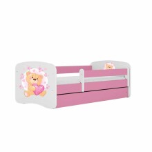 Babydreams bed, pink teddy bear butterflies with drawer, coconut mattress 180/80