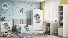 Babydreams white raccoon bed with a drawer, coconut mattress 140/70