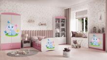 Babydreams pink elephant bed without drawer, latex mattress 160/80