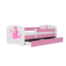 Babydreams bed, pink, princess on a horse, without drawer, coconut mattress, 180/80