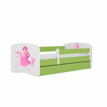 Babydreams bed, green, princess on a horse, without drawer, coconut mattress, 140/70
