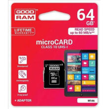 MICROSD 64 ГБ КЛАСС 10 / UHS 1 + АДАПТЕР SD