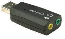 Manhetenas USB-A audio adapteris, 3,5 mm USB-A pieslēgvietas mikrofonam un audio izejai, 480 Mb/s (USB 2.0), 3D atbalsts un 5.1 virtuālā telpiskā skaņa, ātrdarbīgs USB, melns,  blisteris kart