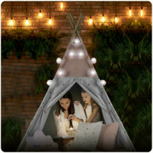 Teepee telts bērniem ar vītni un gaismām Nukido - rozā