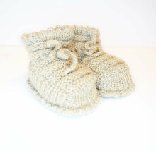 La Bebe™ Lambswool Hand Made Booties Art.1634 Beige Baby knitting booties