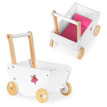 Деревянная кукольная коляска-толкатель 2в1 Ecotoys