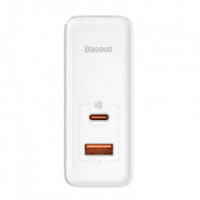 Baseus GaN5 Pro, USB-C + USB, 100 W + kabelis (balts)