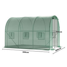 Plēve siltumnīcu tuneļiem ar logiem ar zaļu moskītu tīklu, 2x3x2m