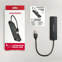 HUE-C1A 4 portu USB ceļojumu centrmezgls 5 Gb/s USB-C barošanas savienotājs 19 cm A tipa kabelis Papildu USB-C barošanas avots