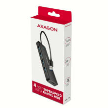 HUE-C1A 4 portu USB ceļojumu centrmezgls 5 Gb/s USB-C barošanas savienotājs 19 cm A tipa kabelis Papildu USB-C barošanas avots