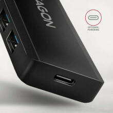 HUE-C1A 4 portu USB ceļojumu centrmezgls 5 Gb/s USB-C barošanas savienotājs 19 cm A tipa kabelis Papildu USB-C barošanas avots