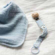 Bibs Pacifier Clip Art.165570 Baby Blue Ivory  Māneklīša ķēde (Knupja turētājs) ar klipsi