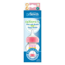 WB91604 9 oz/270 ml PP Wide-Neck Options+ Pink Hearts Bottle w/ Sippy Spout (+L3 Nipple in Bottle),  1-Pack
