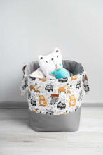 BASKET FOR TOYS MEDIUM - RACCOONS GREY
