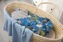 swaddle wrap VELVET BLUE PARROTS 75x75