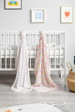 BAMBOO DIAPER 2-PACK FLOWERS+HEDGEHOGS 120X120