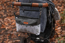 Stroller organizer – grey cranes