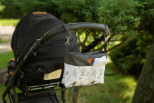 Stroller organizer – grey cranes