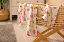 BAMBOO DIAPERS SET 30x35 75x75 PINK BIRDS