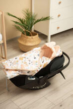 VELVET CARRY-COT SWADDLE BLANKET XL PICNIC PEACH