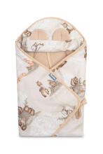 MUSLIN CARRY-COT SWADDLE BLANKET - BROWN COPS
