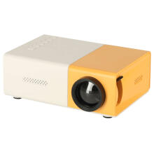 Ikonka Art.KX3913 Mini projector portable projector for children LED TFT LCD 1920x1080 24-60" USB HDMI 12V yellow and white
