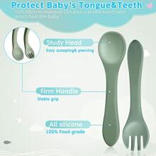 La Bebe™ Basic  Silicone Spoon Art.169082 Misty Green Mīkstā silikona karote 14 cm,no 6 mēn