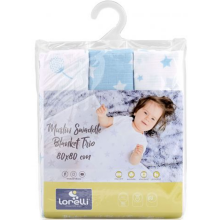 Lorelli Swaddle Muslin  Art.10340102304 Aquatic Mix Высококачественная муслиновая пелёнка из бамбука, 3 шт. (80x80 см)