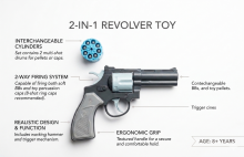I-Toys Pistol Art.172219 Игрушечный револьвер-бластер 2 в 1 с мягкими шариками
