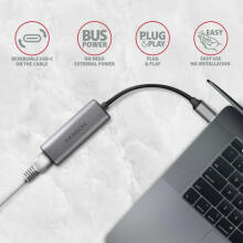 Tīkla adapteris ADE-25RC 2.5 Gigabit Ethernet, Realtek 8156, USB-C 3.2 Gen 1, automātiska instalēšana, pelēks