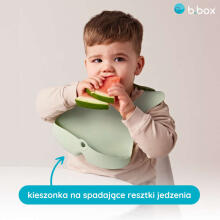 b.box Roll-up silicone bib with an open pocket - a soft bib for children and babies, Sage