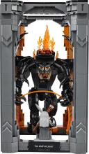 Lego Icons The Lord of the Rings Art.10367 Balrogs grāmatu plauktā — pašdarināts grāmatu plaukta rotājums ar pelēko Gandalfa mini figūriņu un pūķa figūriņu