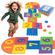 Bebe Basic Puzzle Art.180066 Bērnu daudzfunkcionālais grīdas paklājs puzle cipari un formas no 10 elementiem