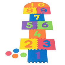Bebe Basic Puzzle Art.180066 Bērnu daudzfunkcionālais grīdas paklājs puzle cipari un formas no 10 elementiem